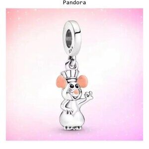 Pandora Silver and Pink Mouse Charm Bracelet